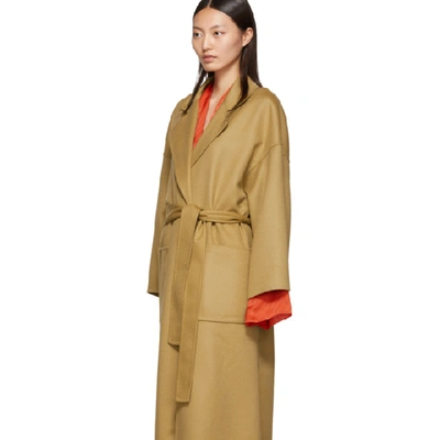 Shop Loewe Tan Oversized Belted Coat In 3150 Camel