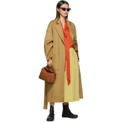 Shop Loewe Tan Oversized Belted Coat In 3150 Camel