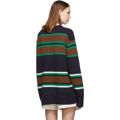 Shop Acne Studios Navy And Multicolor Nimah Face Crewneck Sweater In Navy Multi