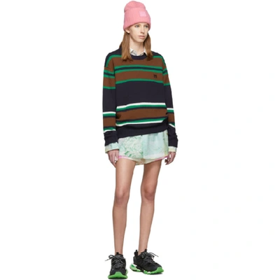 Shop Acne Studios Navy And Multicolor Nimah Face Crewneck Sweater In Navy Multi