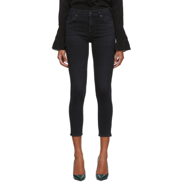 Citizens Of Humanity Black Rocket Crop Mid Rise Skinny Jeans In Thrill Modesens