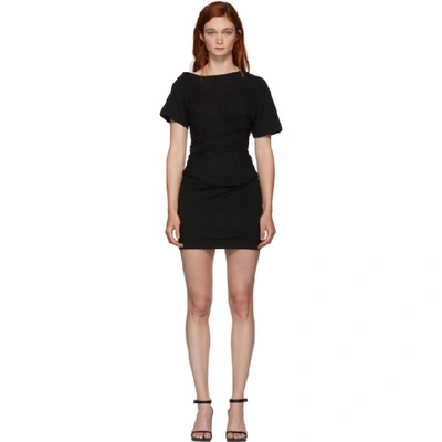 Shop Alexander Wang Black Draped T-shirt Bustier Dress In 001 Black