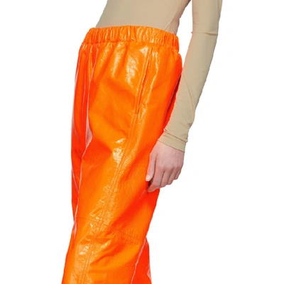 Shop Mm6 Maison Margiela Orange Crust Foil Leather Pants In 914 Orangef