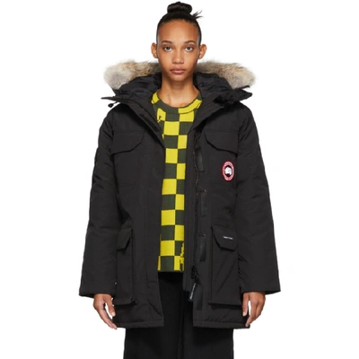 Shop Canada Goose Black Expedition Parka In Black Trim: Coyote Fur. Fill: 80% Down, 20% Feather.