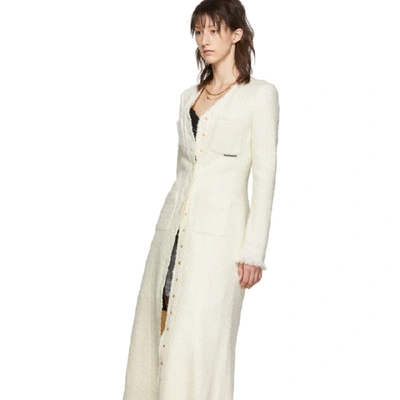 Shop Alexander Wang White Tweed Coat In 106 Ivory