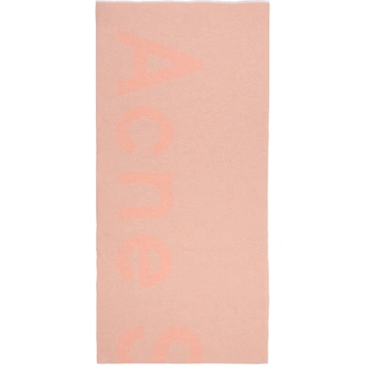 Shop Acne Studios Pink Logo Scarf In Pink/powder
