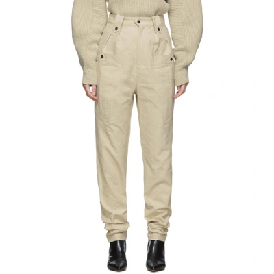 Shop Isabel Marant Beige Tapered Yerris Trousers In 90be Beige