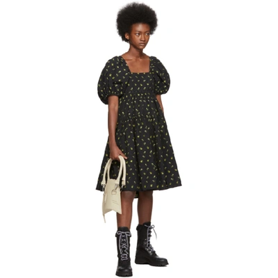 Shop Cecilie Bahnsen Black Ronja Dress In Black/yello