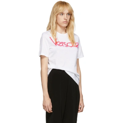 Shop Versace White Embroidered Logo T-shirt