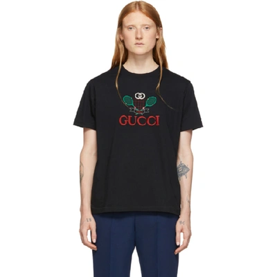 Shop Gucci Black Tennis T-shirt In 1082 Black