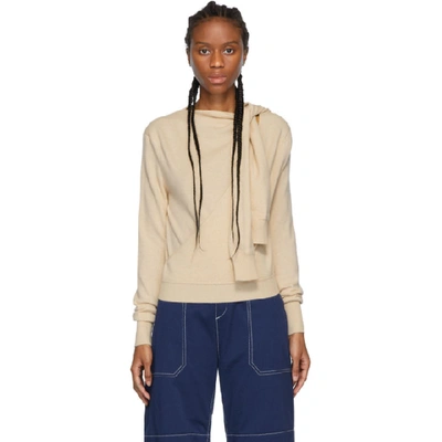 Shop Chloé Chloe Beige Cashmere Tie-knot Iconic Sweater In 20r Camel