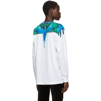 Shop Marcelo Burlon County Of Milan White And Blue Wings Long Sleeve T-shirt In White Multi