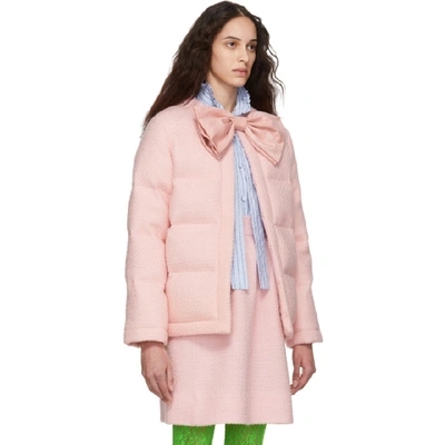 Shop Gucci Pink Down Tweed Jacket In 5209 Light