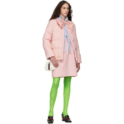 Shop Gucci Pink Down Tweed Jacket In 5209 Light