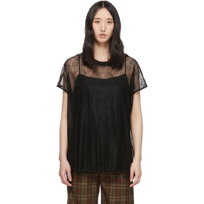 Shop Mcq By Alexander Mcqueen Black Mcq Swallow Lace Blouse In 1000 Black