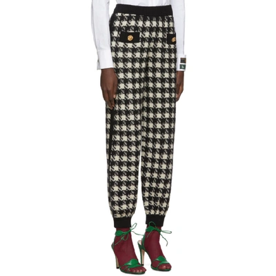 Shop Gucci Black & Off-white Houndstooth Lounge Pants In 9207 Natura