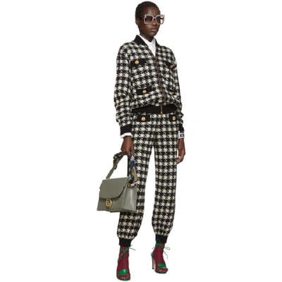 Shop Gucci Black & Off-white Houndstooth Lounge Pants In 9207 Natura