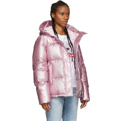 Shop Kenzo Pink Down Hooded Puffer Jacket In 32 Flampink