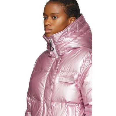 Shop Kenzo Pink Down Hooded Puffer Jacket In 32 Flampink