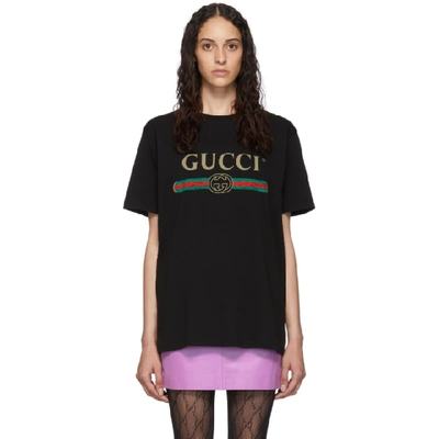 Shop Gucci Black Vintage Logo T-shirt In 1948 Black