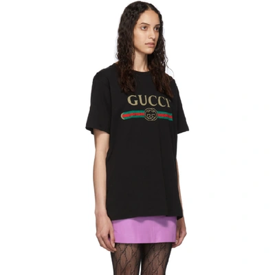 Shop Gucci Black Vintage Logo T-shirt In 1948 Black