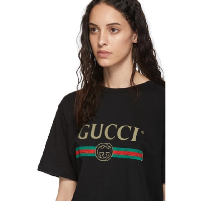 tone råb op Udfyld Gucci Cotton T-shirt With Vintage Logo Print In Black | ModeSens