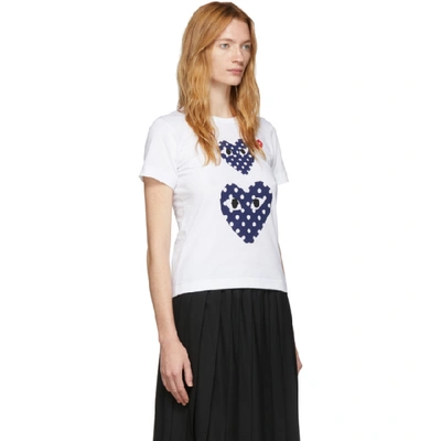 Shop Comme Des Garçons Play Comme Des Garcons Play White Polka Dot Double Heart T-shirt