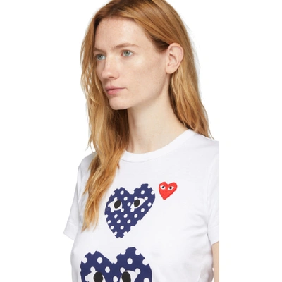 Shop Comme Des Garçons Play Comme Des Garcons Play White Polka Dot Double Heart T-shirt