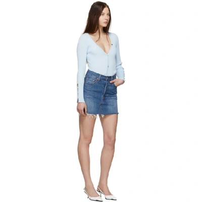 Shop Levi's Levis Blue Denim Deconstructed Miniskirt In Middle Man