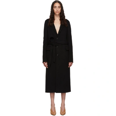 Shop Bottega Veneta Black Wool Coat