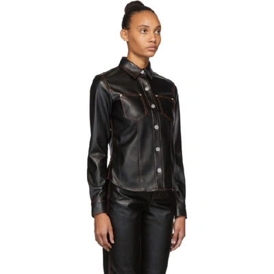 Shop Proenza Schouler Black Faux-leather Button-down Shirt In 00200 Black