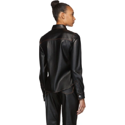 Shop Proenza Schouler Black Faux-leather Button-down Shirt In 00200 Black