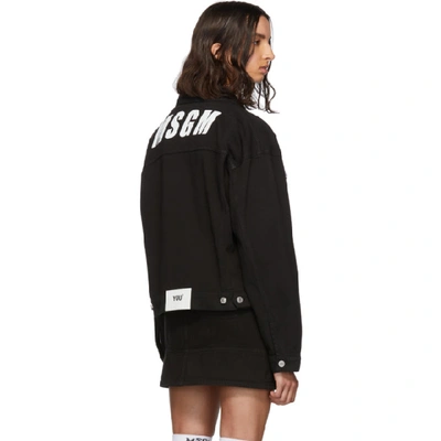 Shop Msgm Black Denim Stamped Jacket In 99 Black