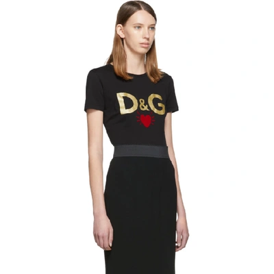 Shop Dolce & Gabbana Dolce And Gabbana Black Dg Heart T-shirt In N0000 Black