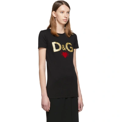 Shop Dolce & Gabbana Dolce And Gabbana Black Dg Heart T-shirt In N0000 Black