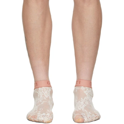 Shop Gucci White Floral Lace Socks In 9202 White