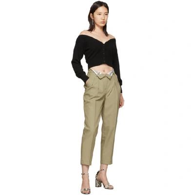 Shop Alexander Wang Beige Flipped Waistband Carrot Trousers In 261 Trench