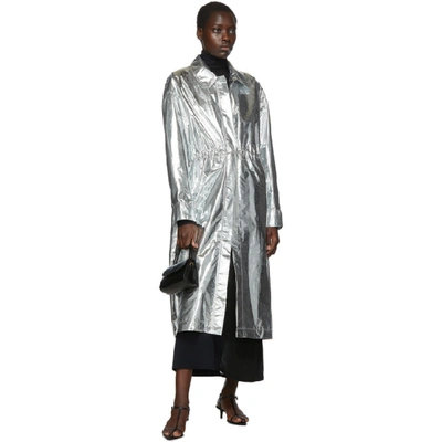 Shop Markoo Silver Shirt Dress Coat