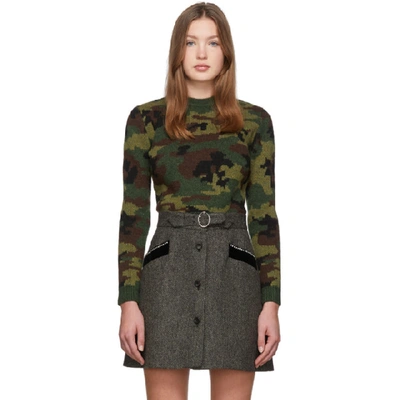 Shop Miu Miu Multicolor Wool Jacquard Camo Sweater In Mimetic