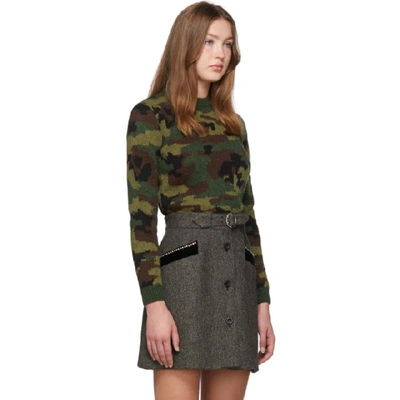 Shop Miu Miu Multicolor Wool Jacquard Camo Sweater In Mimetic