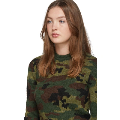 Shop Miu Miu Multicolor Wool Jacquard Camo Sweater In Mimetic