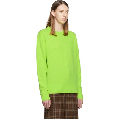 Shop Acne Studios Green Nalon Face Crewneck Sweater