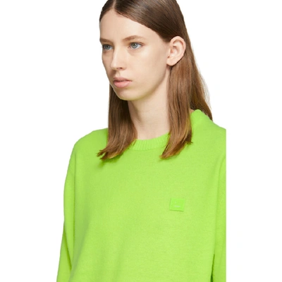Shop Acne Studios Green Nalon Face Crewneck Sweater