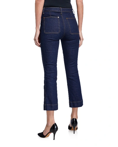 Shop Khaite Raquel Patch-pocket Crop Flare Jeans, Blue