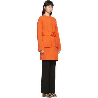 Shop Gucci Orange Belted Cardigan In 7658 Orange