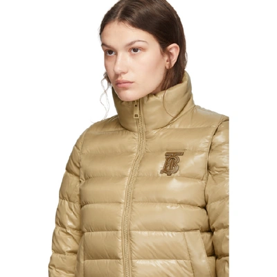 Shop Burberry Beige Down Tb Hessle Jacket In Honey