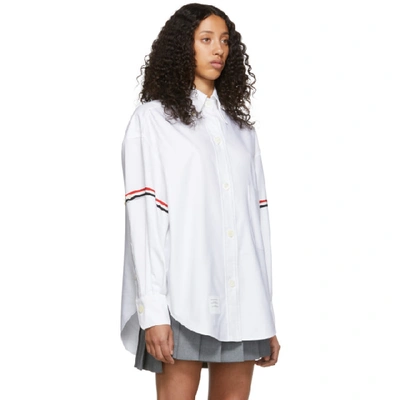 Shop Thom Browne White Armband Supersized Cropped Shirt In 100 White