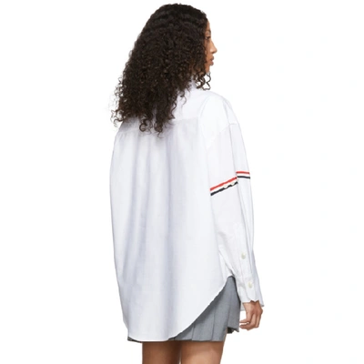 Shop Thom Browne White Armband Supersized Cropped Shirt In 100 White