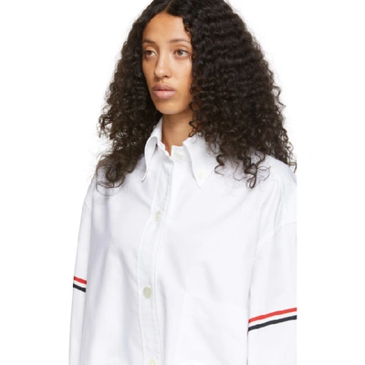 Shop Thom Browne White Armband Supersized Cropped Shirt In 100 White