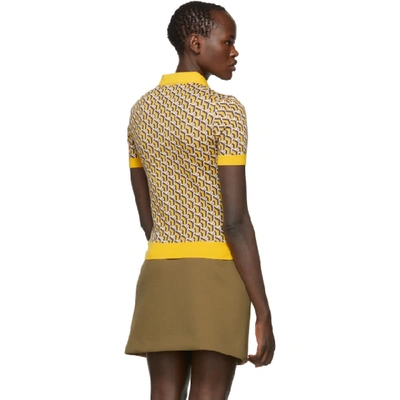 Shop Prada Yellow Silk Printed Polo